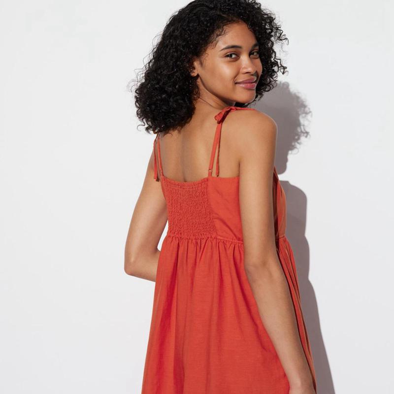 Uniqlo Linen Blend Camisole Women Dress Orange  US |  NMQW-94832