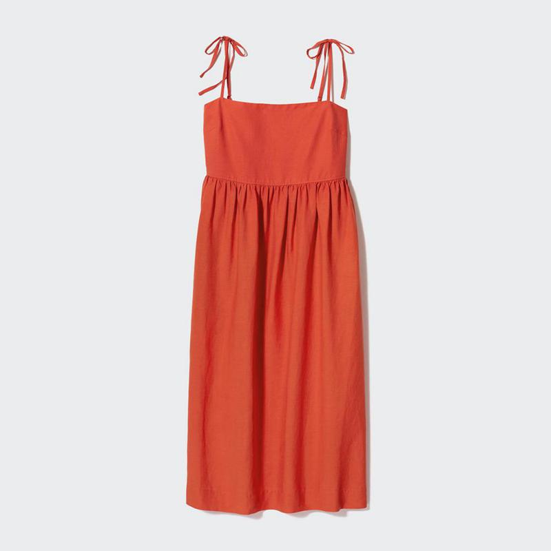 Uniqlo Linen Blend Camisole Women Dress Orange  US |  NMQW-94832