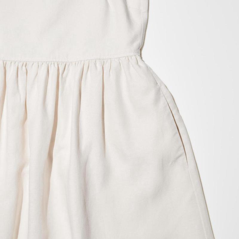 Uniqlo Linen Blend Camisole Women Dress Off White  US |  NDUF-37140