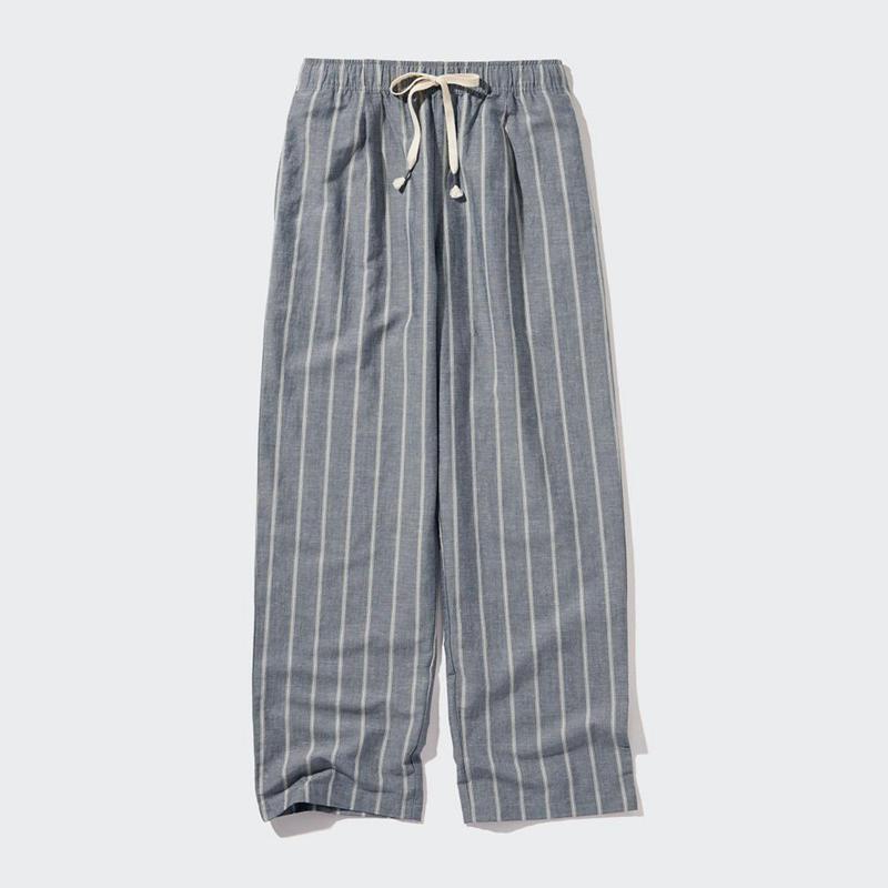 Uniqlo Linen Blend Easy (Stripe) Women Trousers Blue  US |  QZNL-38796