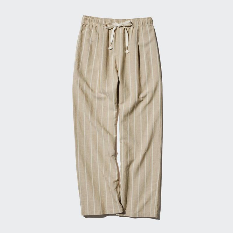 Uniqlo Linen Blend Easy (Stripe) Women Trousers Beige  US |  YBSW-64320