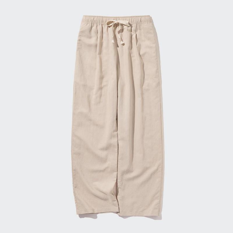 Uniqlo Linen Blend Easy Women Trousers Beige  US |  AJSR-52194