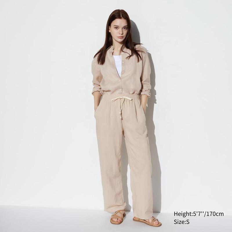 Uniqlo Linen Blend Easy Women Trousers Beige  US |  AJSR-52194