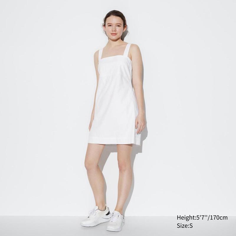 Uniqlo Linen Blend Mini (Sleeveless) Women Dress White  US |  DABR-90517