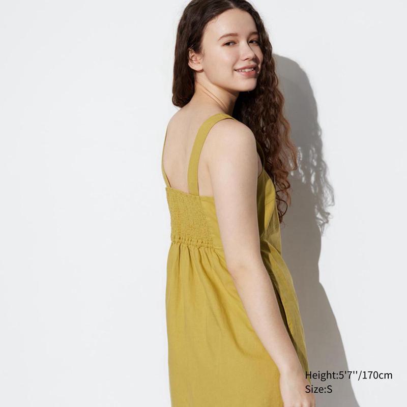 Uniqlo Linen Blend Mini (Sleeveless) Women Dress Yellow  US |  QINF-59108