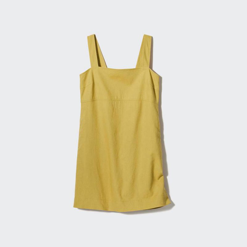 Uniqlo Linen Blend Mini (Sleeveless) Women Dress Yellow  US |  QINF-59108