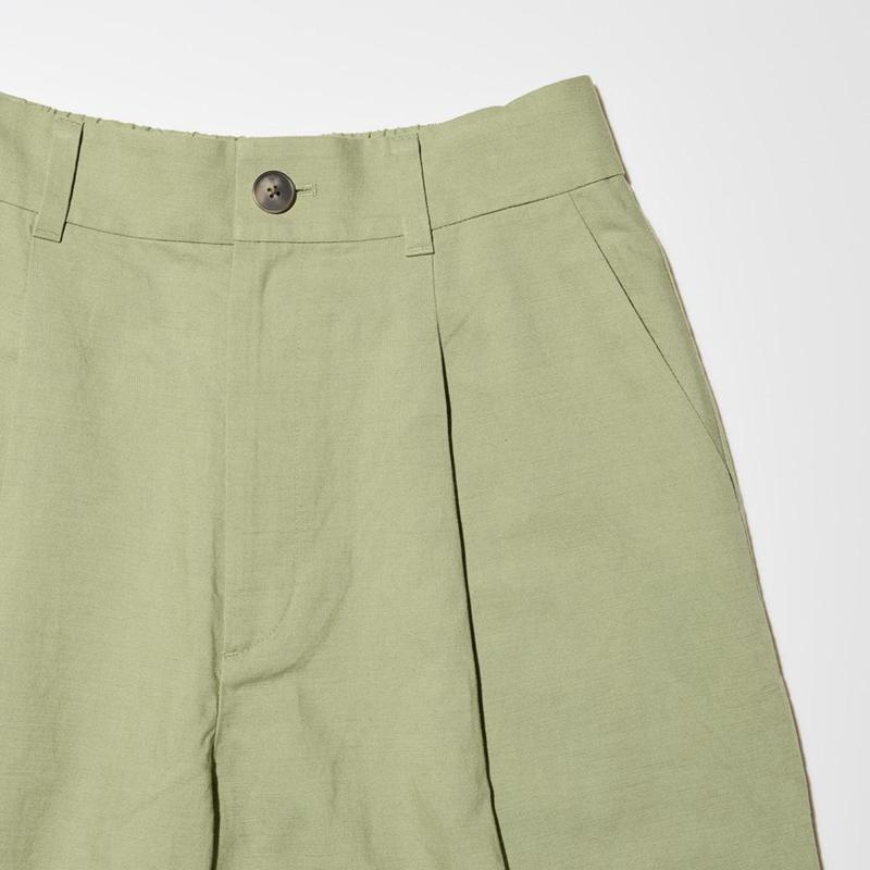 Uniqlo Linen Blend Pleated Tapered Women Trousers Green  US |  GISJ-45983