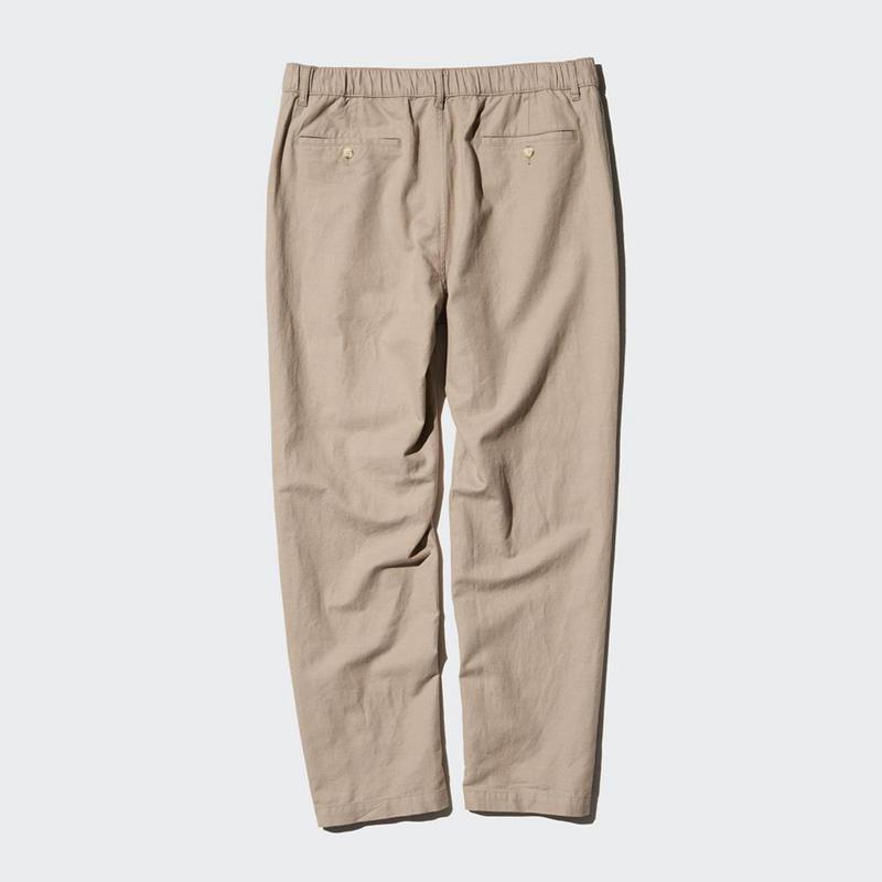 Uniqlo Linen Blend Relaxed Men Trousers Natural  US |  BNFY-65318