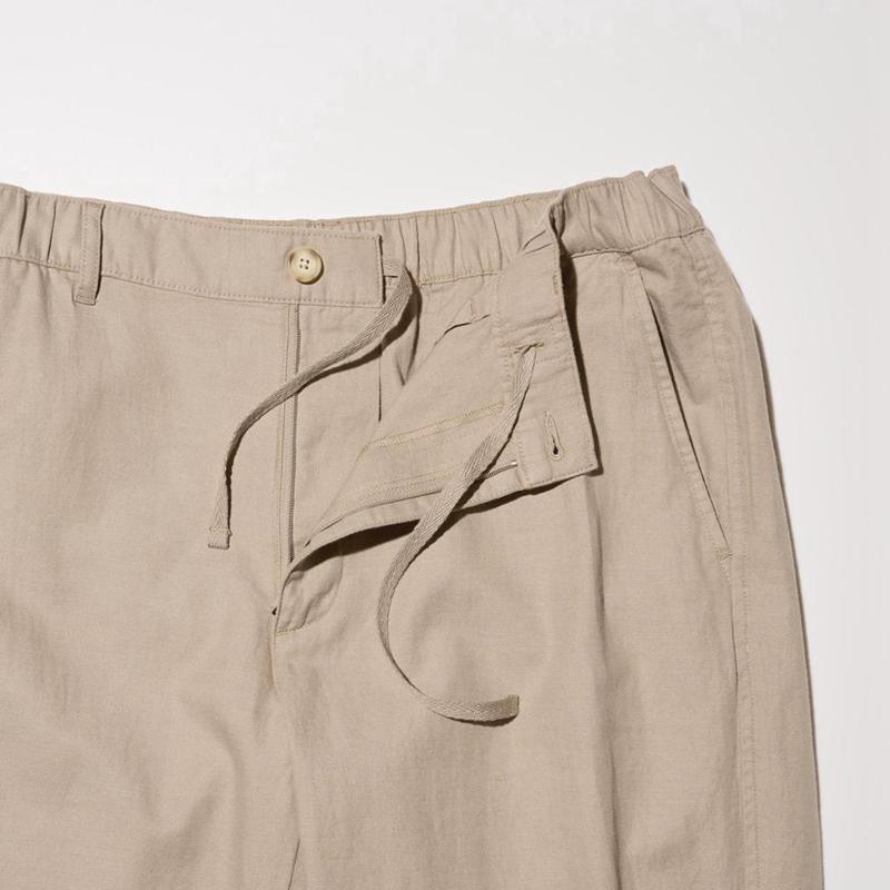 Uniqlo Linen Blend Relaxed Men Trousers Natural  US |  BNFY-65318