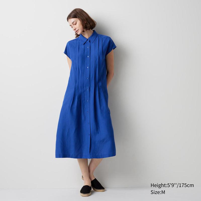 Uniqlo Linen Blend (Short Sleeve) Women Dress Black  US |  RHYU-80795