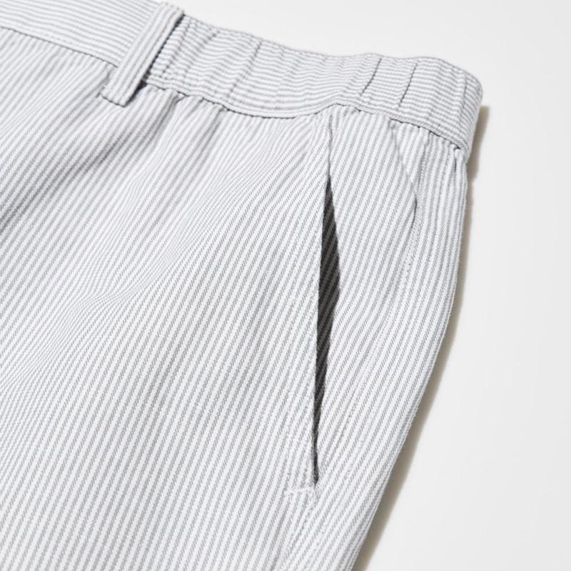 Uniqlo Linen Blend (Stripe) Men Shorts Grey  US |  MNXL-43568