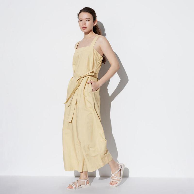 Uniqlo Linen Blend Women Jumpsuit Beige  US |  BWPO-65894