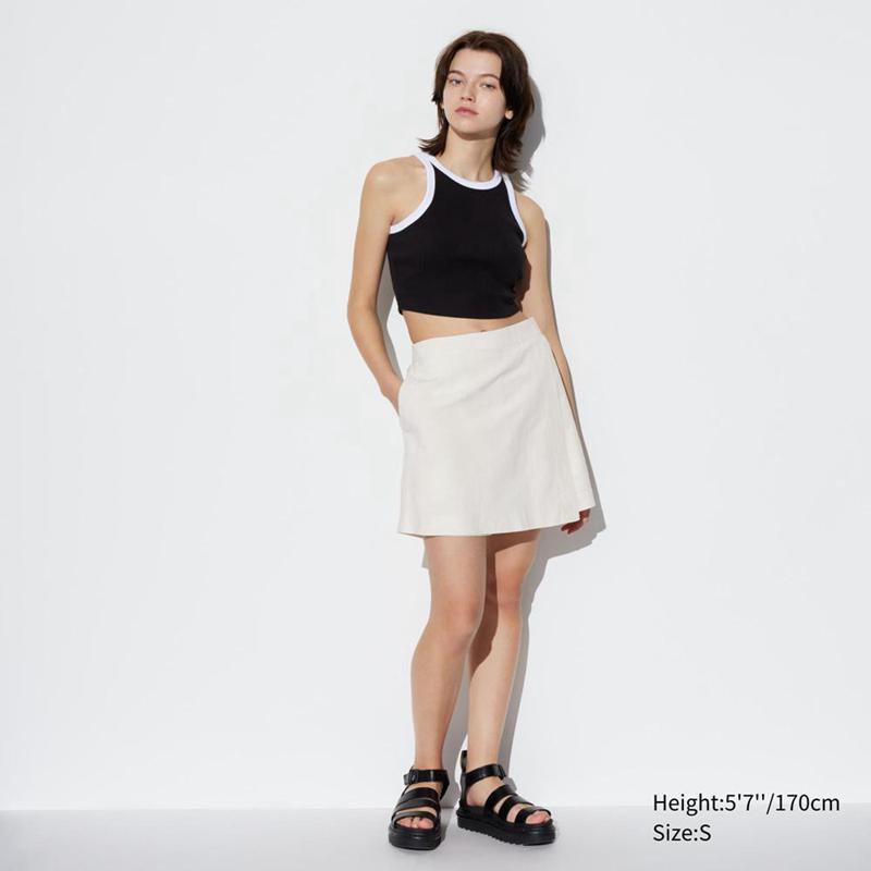 Uniqlo Linen Blend Women Skirts Black  US |  VCIH-85094