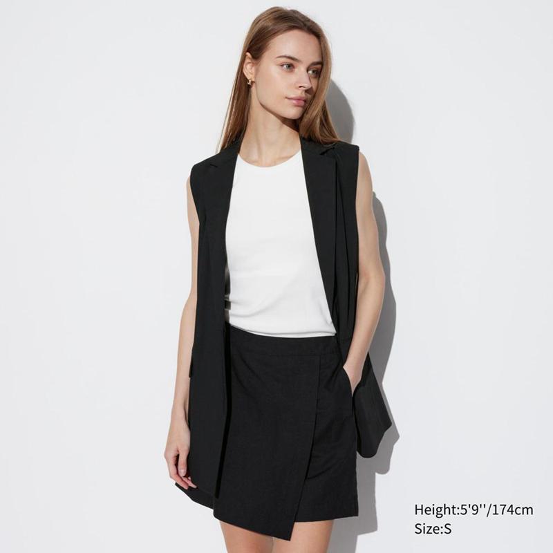 Uniqlo Linen Blend Women Skirts Black  US |  VCIH-85094