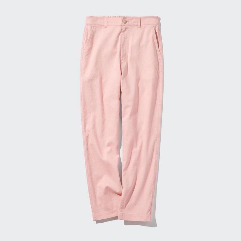 Uniqlo Linen Cotton Blend Tapered (Long) Women Trousers Pink  US |  UCWX-69048