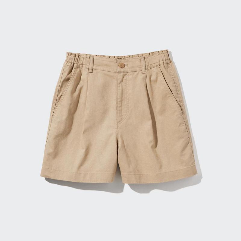 Uniqlo Linen Cotton Blend Women Shorts Black  US |  UFSX-17825