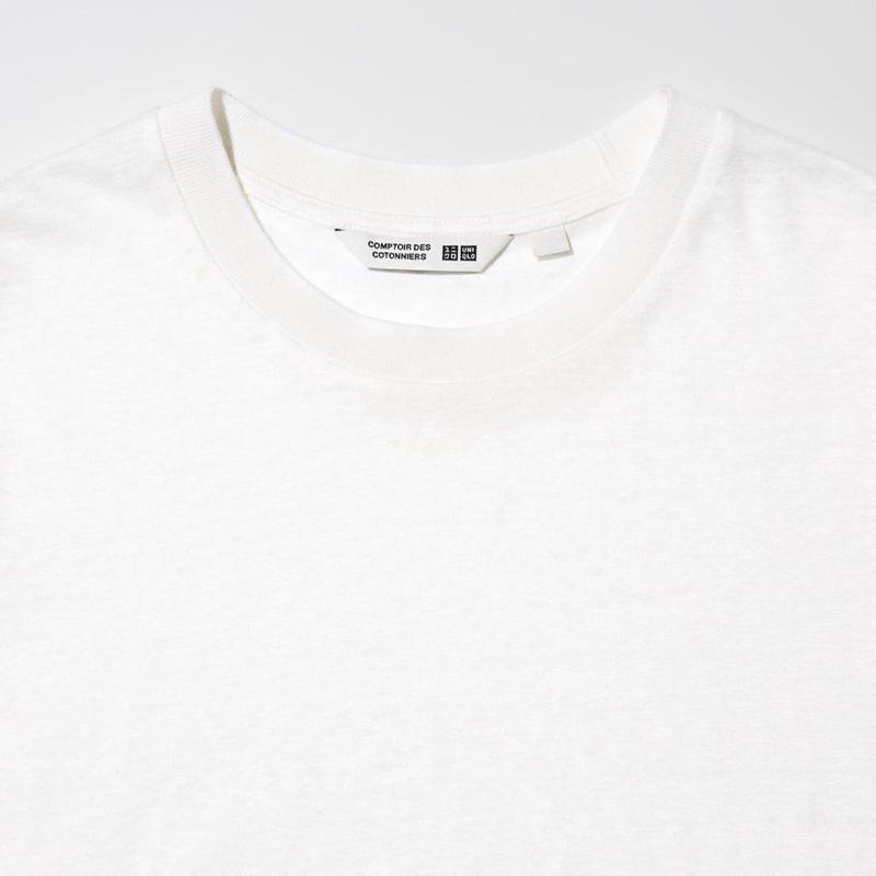 Uniqlo Linen Crew Neck Women T-Shirts Black  US |  YUMJ-82150