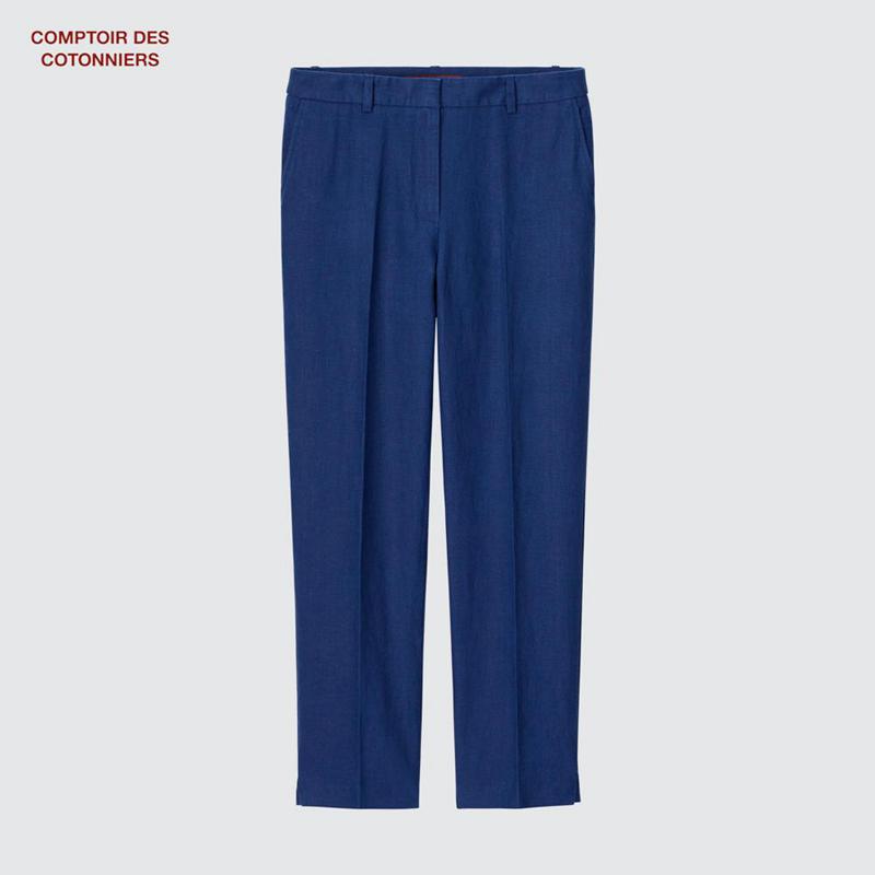 Uniqlo Linen Tapered Women Trousers Blue  US |  JNZD-35681