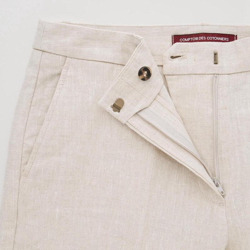 Uniqlo Linen Tapered Women Trousers Natural  US |  NUYM-58691