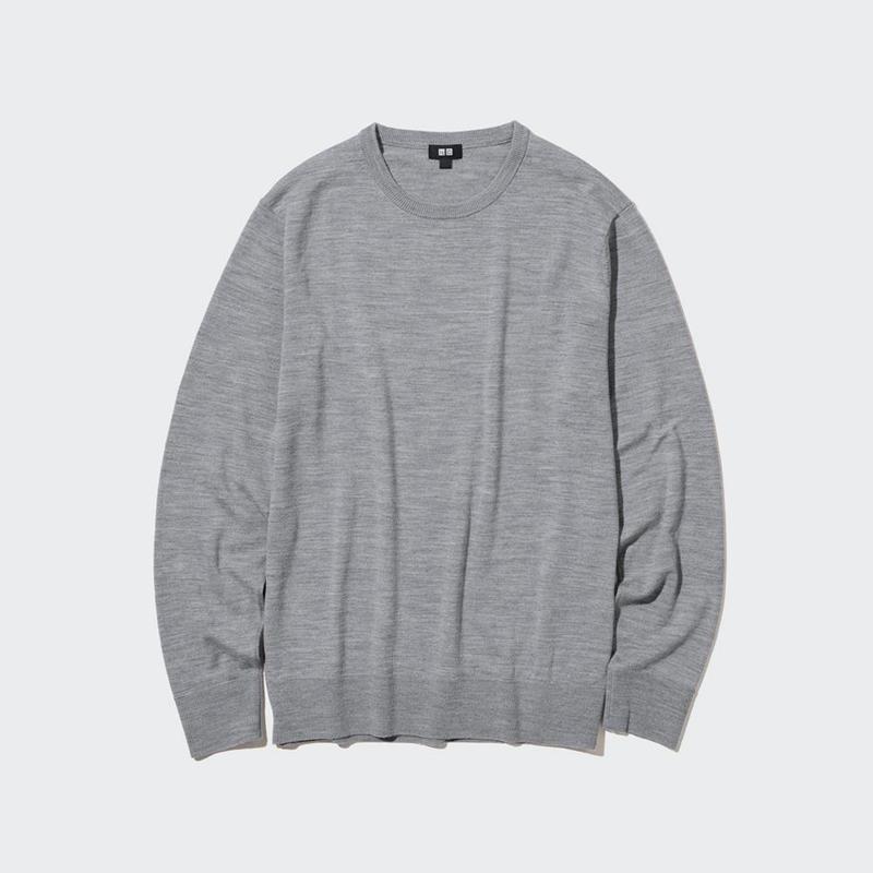 Uniqlo Merino Crew Neck Men Jumper Beige  US |  BDXK-40926