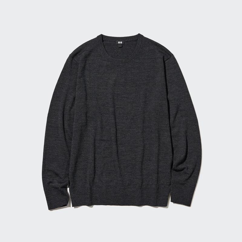 Uniqlo Merino Crew Neck Men Jumper Dark Grey  US |  GNUC-92157