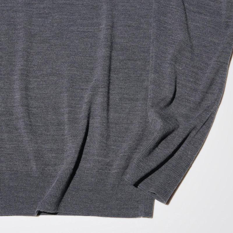 Uniqlo Merino Crew Neck Men Jumper Grey  US |  KEAR-74382