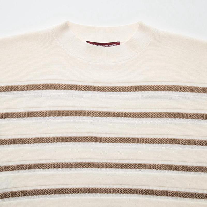 Uniqlo Merino Crew Neck (Stripe) Women Jumper Yellow  US |  QKNZ-52987