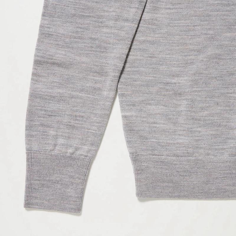 Uniqlo Merino Crew Neck Women Cardigans Grey  US |  HGMQ-24809