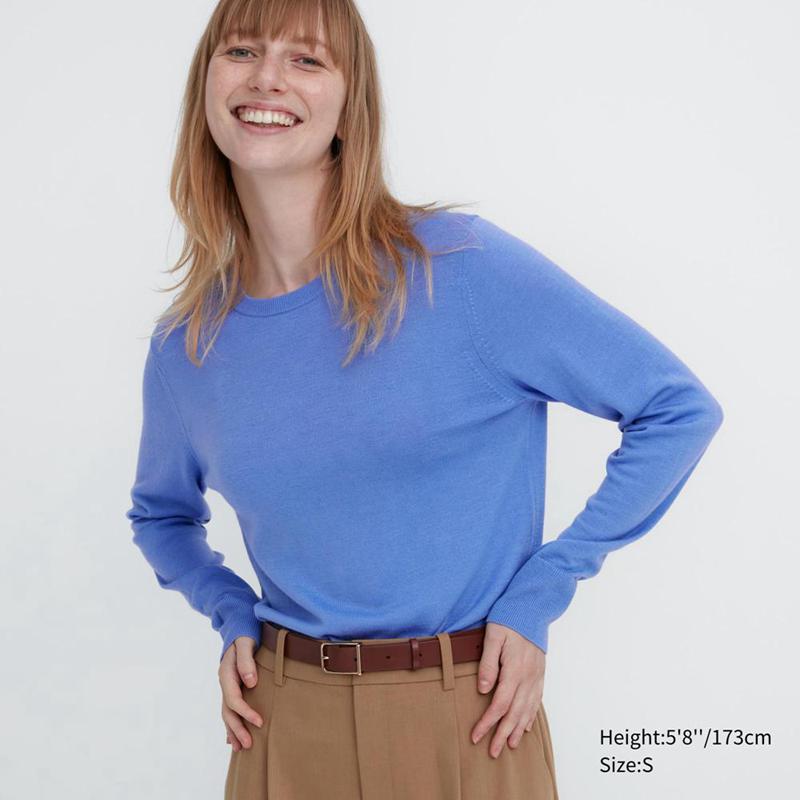 Uniqlo Merino Crew Neck Women Jumper Blue  US |  BAIH-03789