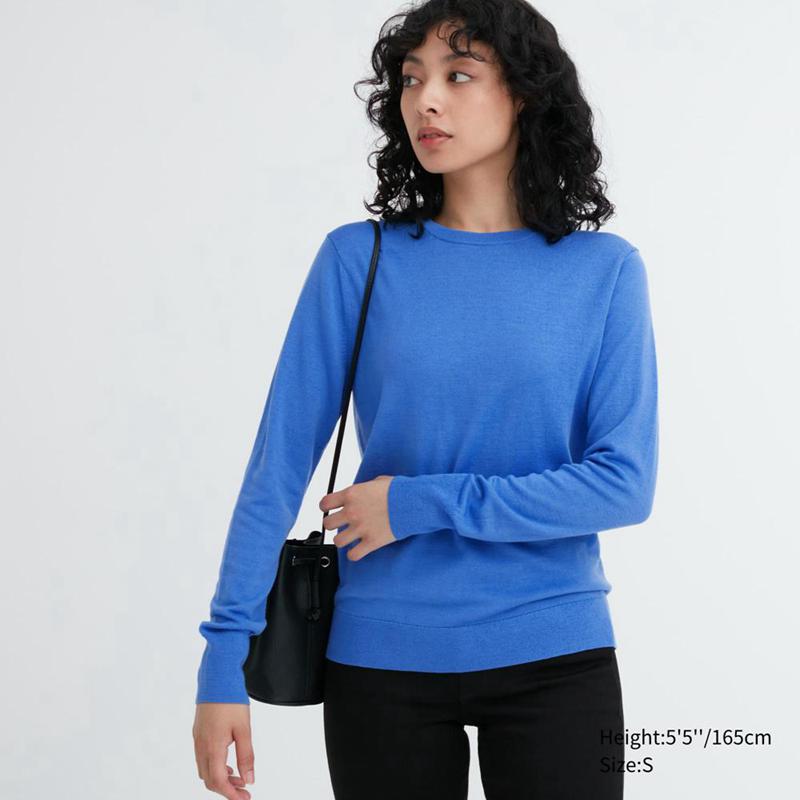 Uniqlo Merino Crew Neck Women Jumper Blue  US |  LXUR-96471