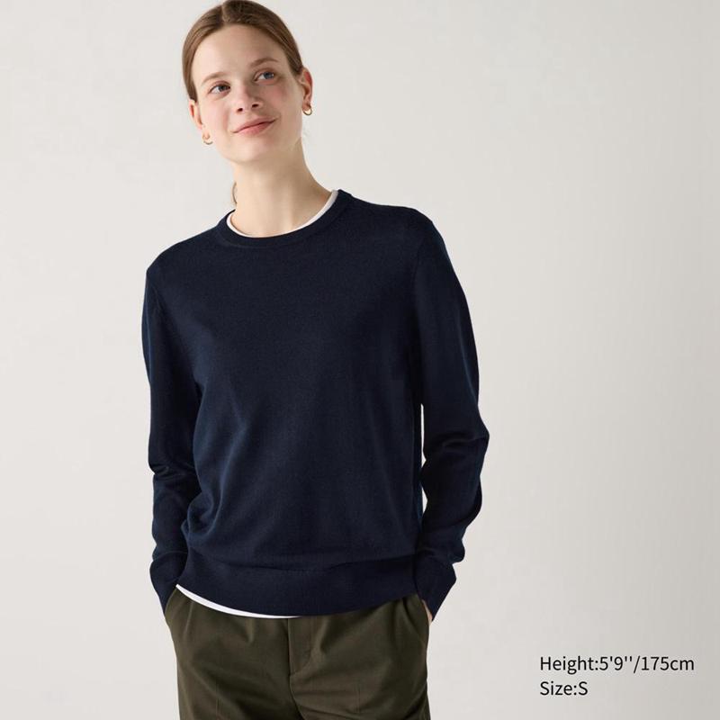 Uniqlo Merino Crew Neck Women Jumper Navy  US |  TZRS-23149