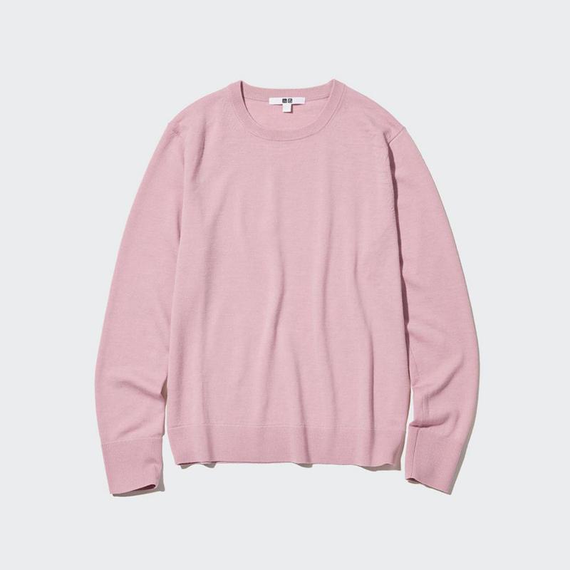 Uniqlo Merino Crew Neck Women Jumper Off White  US |  CXUZ-84179