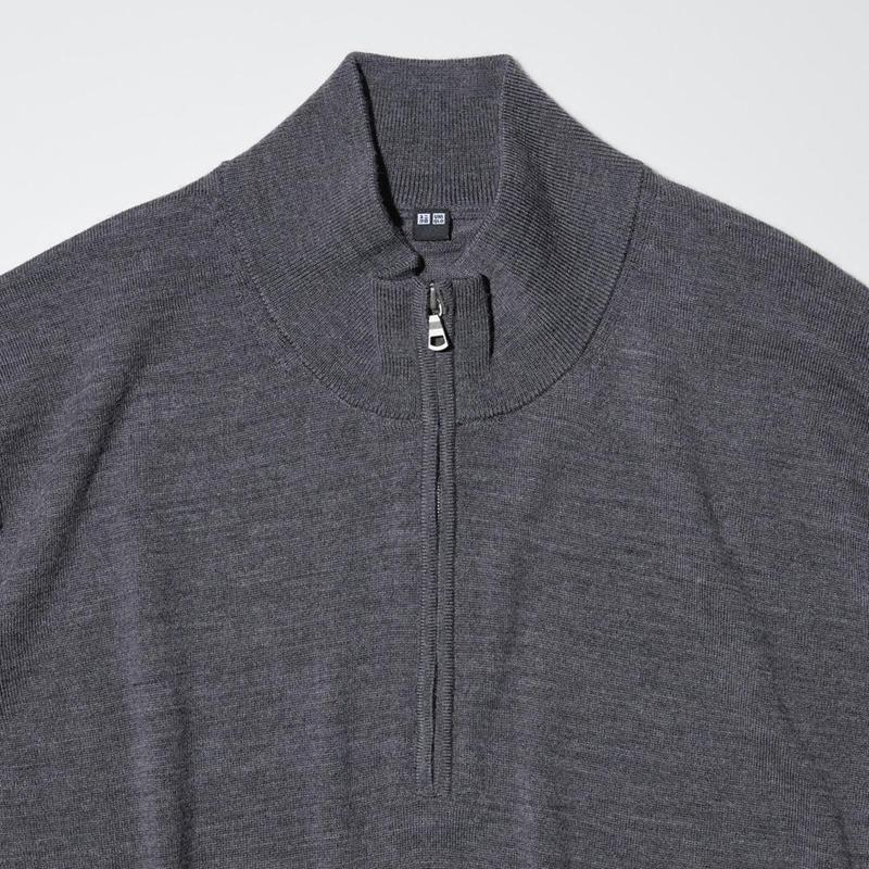 Uniqlo Merino Half-Zip Men Jumper Black  US |  RSUW-07165