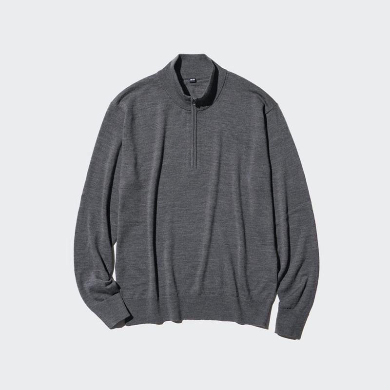 Uniqlo Merino Half-Zip Men Jumper Black  US |  RSUW-07165