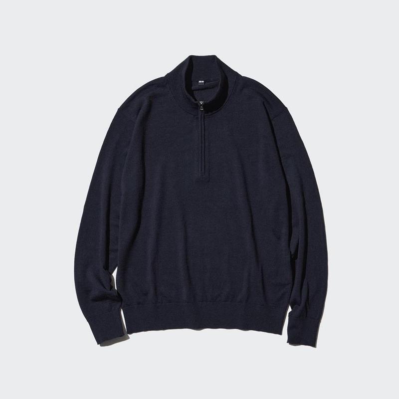 Uniqlo Merino Half-Zip Men Jumper Navy  US |  GPMZ-32968