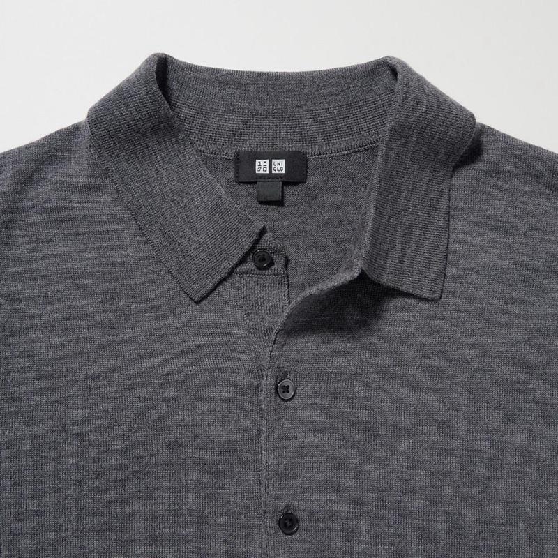 Uniqlo Merino Knit Men Polo Shirt Black  US |  WNKT-14857