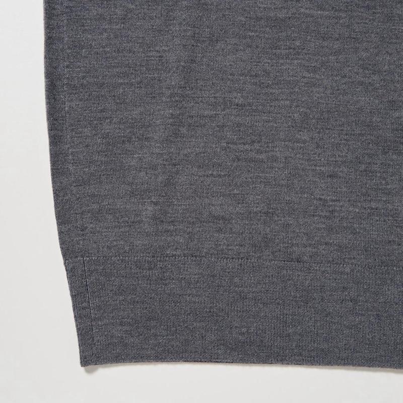 Uniqlo Merino Knit Men Polo Shirt Grey  US |  NIYK-29803