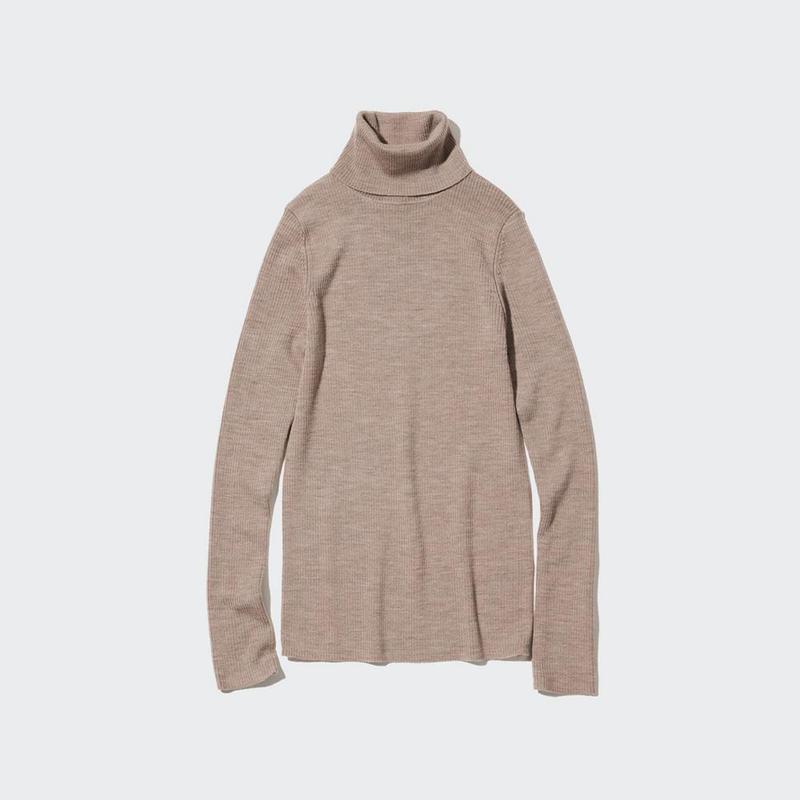 Uniqlo Merino Ribbed Women Jumper Beige  US |  ZUSD-74326