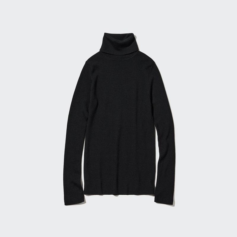 Uniqlo Merino Ribbed Women Jumper Black  US |  JTUE-46127