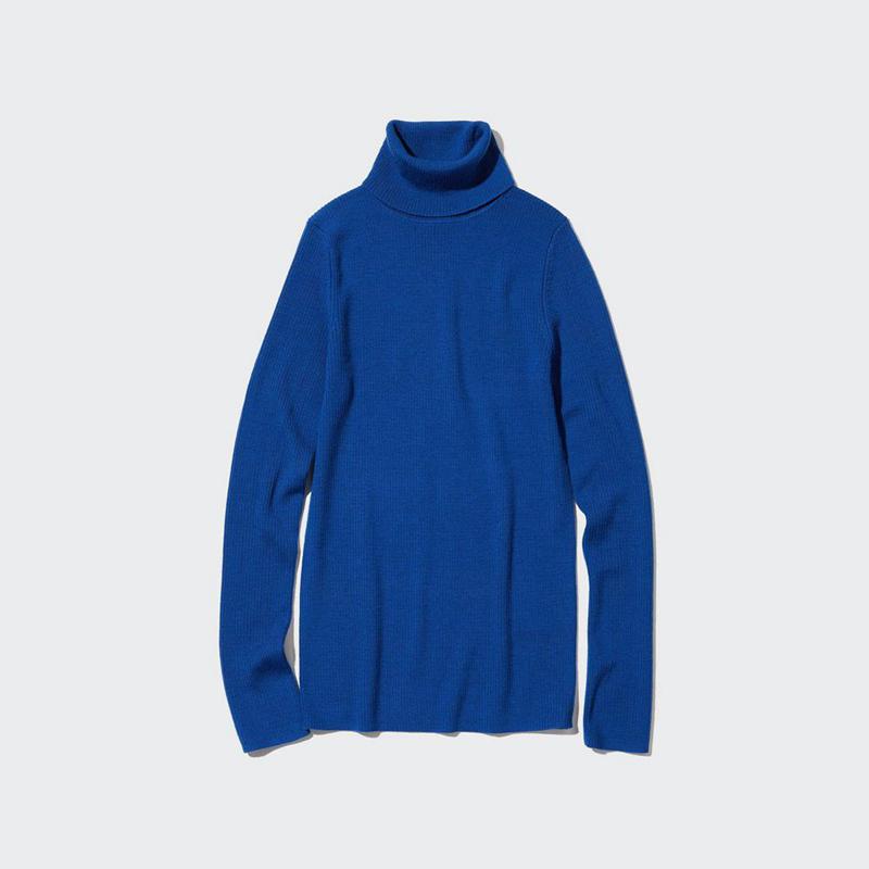 Uniqlo Merino Ribbed Women Jumper Blue  US |  RIVB-38679