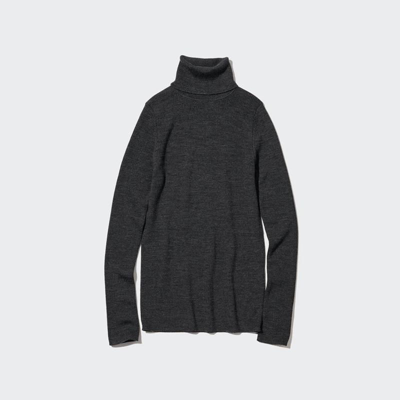 Uniqlo Merino Ribbed Women Jumper Dark Grey  US |  PVZK-50143