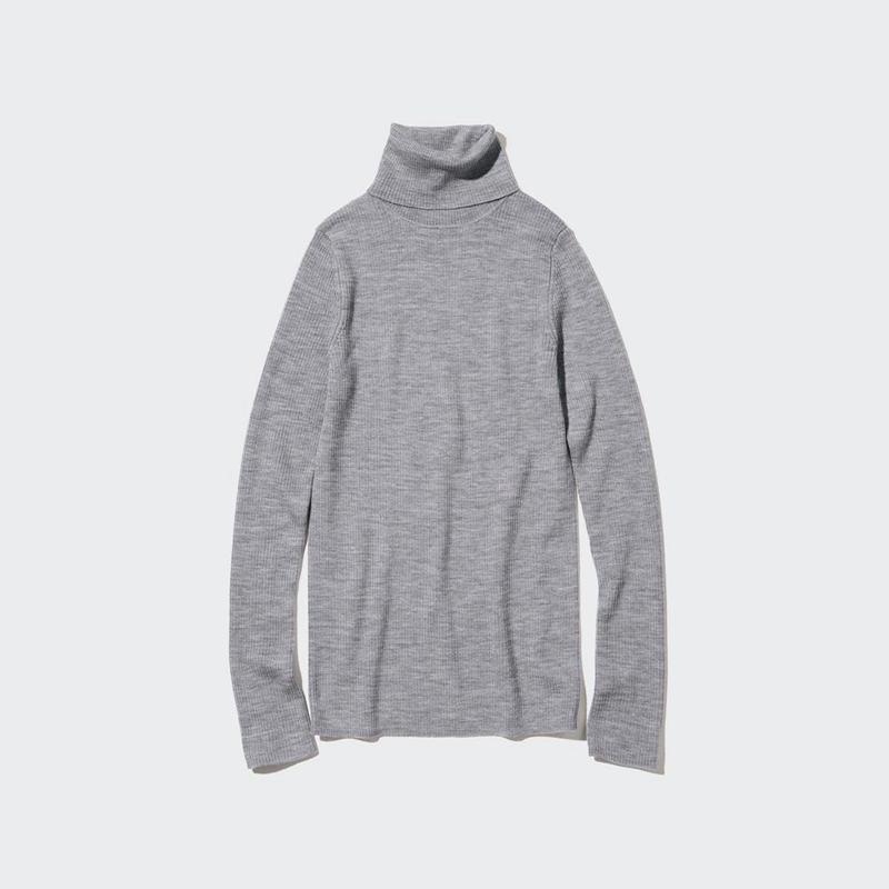 Uniqlo Merino Ribbed Women Jumper Grey  US |  MAQE-07462