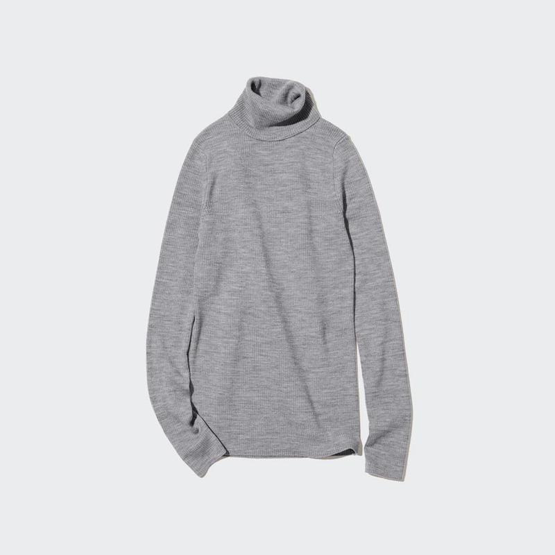 Uniqlo Merino Ribbed Women Jumper Grey  US |  PRSJ-58932