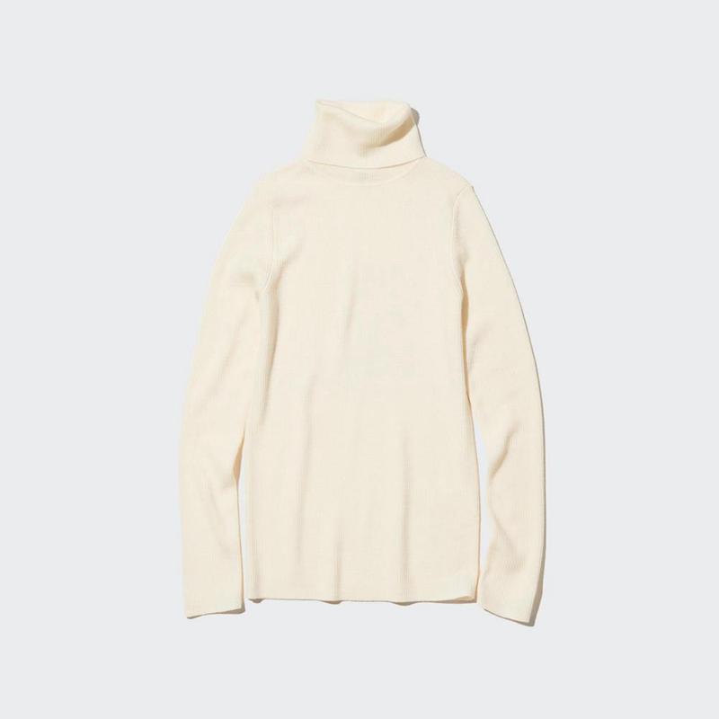 Uniqlo Merino Ribbed Women Jumper Off White  US |  UPVF-12087