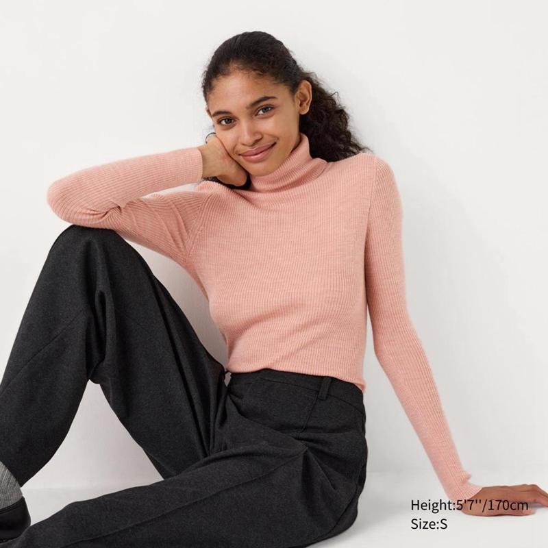 Uniqlo Merino Ribbed Women Jumper Pink  US |  KGAC-82670