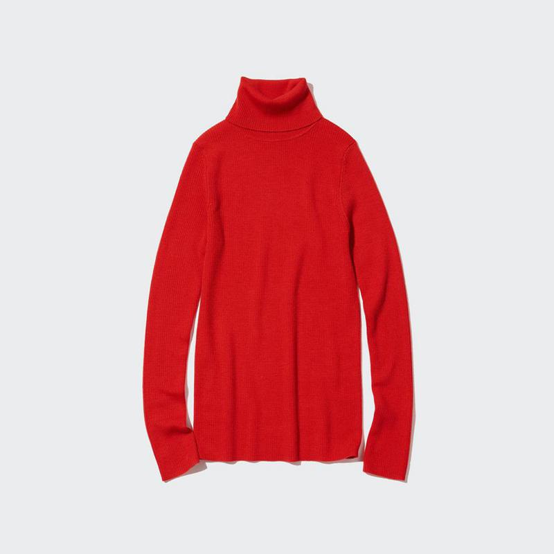 Uniqlo Merino Ribbed Women Jumper Red  US |  TCLG-73428