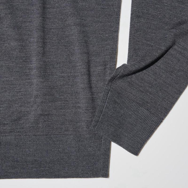 Uniqlo Merino V Neck Men Jumper Grey  US |  VZPH-72894