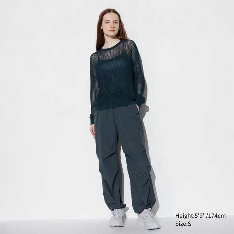 Uniqlo Mesh Crew Neck Women Jumper Blue  US |  TCZX-47801