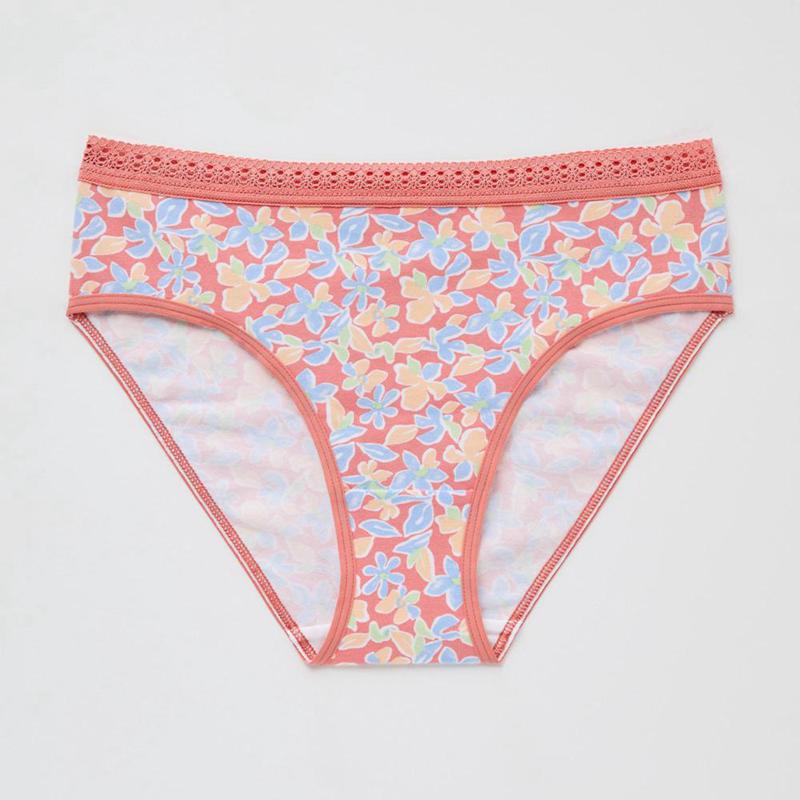 Uniqlo Mid Rise (Flowers) Women Briefs Black  US |  UXFC-90274