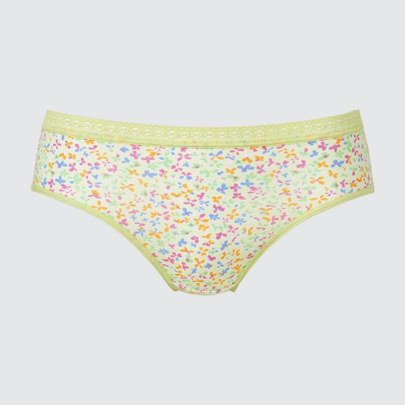 Uniqlo Mid Rise (Flowers) Women Briefs Green  US |  GXEN-89534